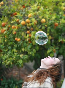 mujer burbuja